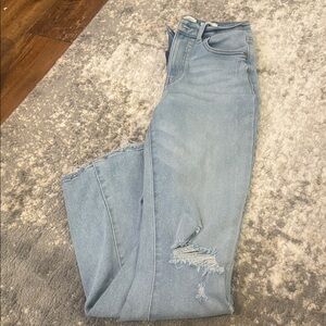 Light Blue Distressed Flare Jeans